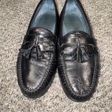 Towncraft SZ 11 Mens Black Leather Tassel Kiltie Loafers YSL Style Dress Shoes