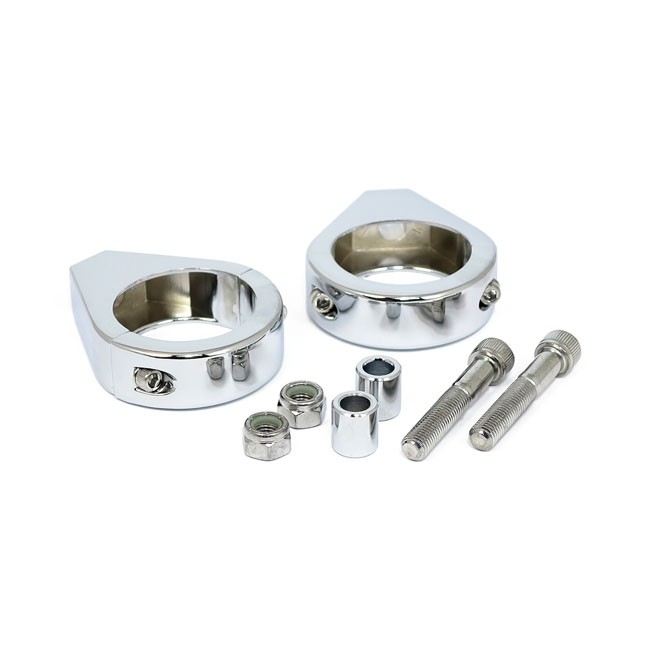 Fork Clamps for Harley-Davidson to Relocate Turn Signals/Indicator - 39mm Chrome