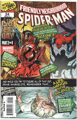 FRIENDLY NEIGHBORHOOD SPIDER-MAN #24 DF SIGNED REMARKED EMBERLIN SKETCH DF COA 2
