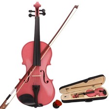 School Band 1/8 Size Acoustic Violin Pink w/ Case Bow Rosin for Gift US