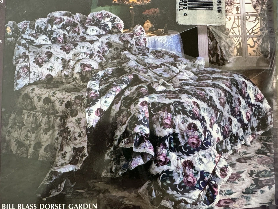 Vtg Bill Blass Springmaid 4 Pc Set Double Flat Fitted Pillow Sheet Dorset Garden - Image 3 of 4