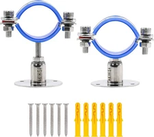 AKIHISA 2Pc 304 Stainless Steel Pipe Supports Wall Ceiling Mount Hanger 15-19MM