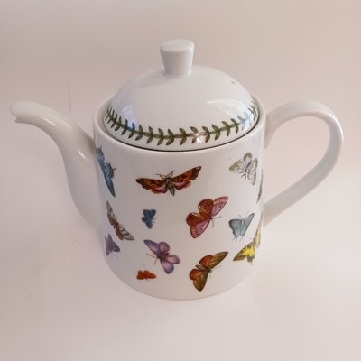 Portmeirion Vintage Botanic Butterfly White Porcelain 5 Cup Teapot Coffeepot