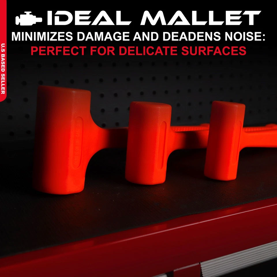 Juego de 3 piezas de mazo de martillo soplado muerto ABN con revestimiento de goma que no estropea Foto 3 de 4