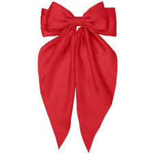 Red Hair Bow for Women Girls, Big Satin Bow Clip with Long Tail Red Hair Accesso