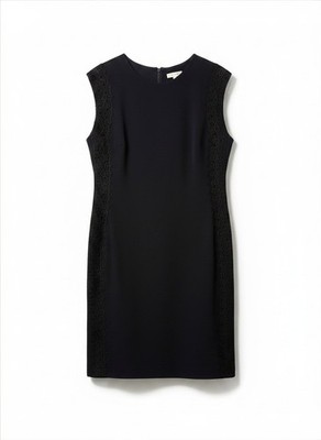 Karl Lagerfeld Navy Sheath Dress Lace Insets Elegant Sleeveless Midi Dress