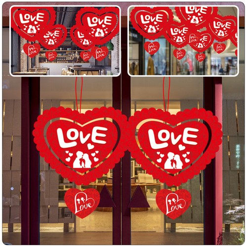 4 Pcs Love Flag Decoration Valentine's Day Heart Decorations for Home - Picture 8 of 12