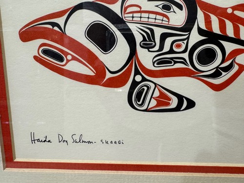 Bill Reid 1974 Haida perro salmón estampado nativo de la costa noroeste - Imagen 4 de 5