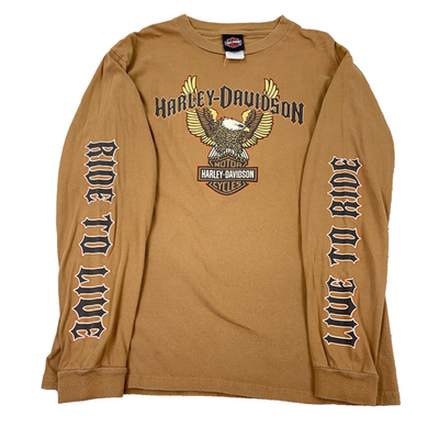 T-shirt Uomo Harley-Davidson Marrone Chiaro Effetto Invecchiato &ndash; Cotone 100%, S/S