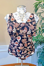 NWT Lands' End, Modest Slendersuit 1-Pc Soft-Cup Swimsuit, Paisley Print Sz 24W