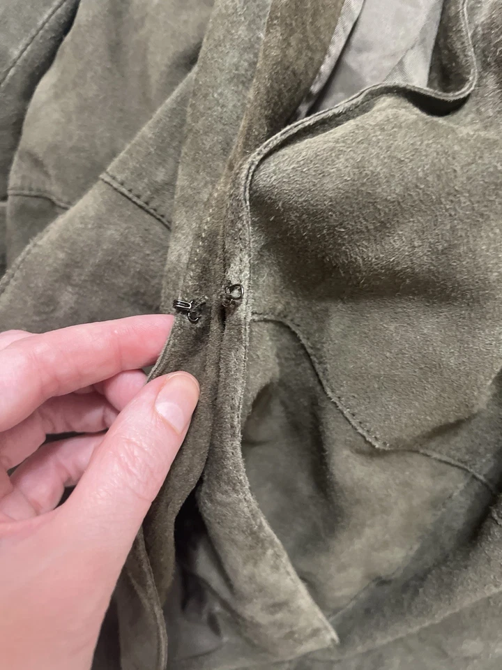 Chaqueta Blazer EILEEN FISHER Gamuza Cabra Abierta Verde Grande Foto 4 de 4