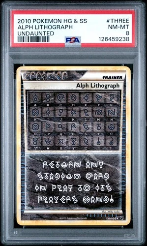 2010 POKEMON HEARTGOLD & SOULSILVER UNDAUNTED #THREE ALPH LITHOGRAPH PSA 8