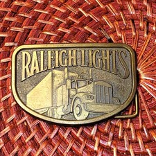 Vintage Raleigh Lights Brass Belt Buckle Tobacco Cigarettes Semi