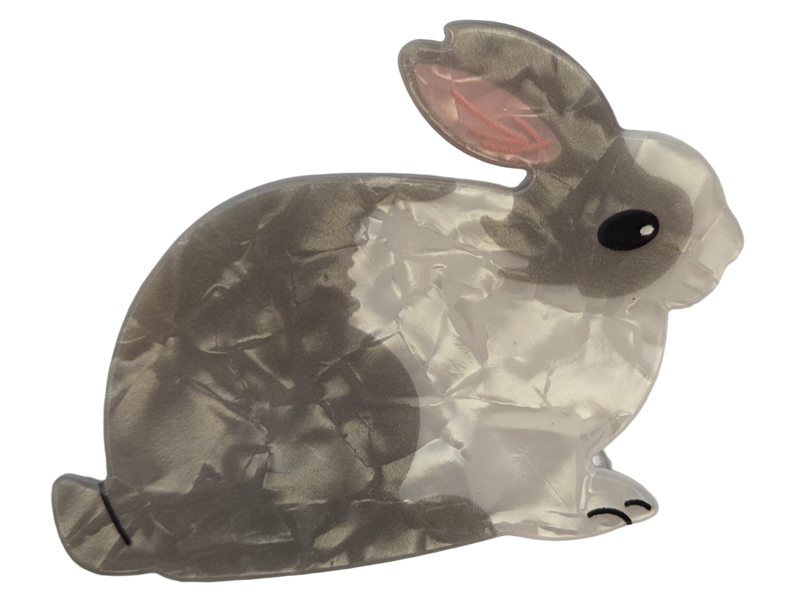 NEW Pearlescent Bunny Rabbit Hair Claw Clip Acrylic Grey Animal 7cm Easter