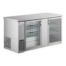 69" Stainless Steel Counter Height Glass Door Back Bar Refrigerator with LED Lig