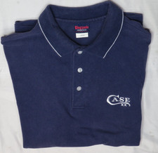 CASE XX KNIVES MENS L SHIRT NAVY POLO SS PIQUE COTTON VINTAGE KING LOUIE USA