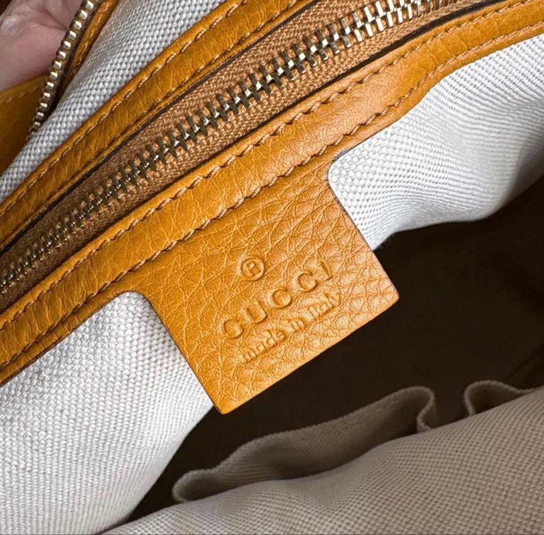 GUCCI Large Yellow Leather Tote Bag GG Logo Charm Italy Unused thumbnail 7