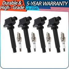 Set of 4 Ignition Coils + Spark Plugs for Suzuki SX4 2007-2009 I4 2.0L UF562