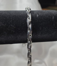 Tungsten Bracelet Silver Curved Chain Link Men  s Fashion Jewelry  7.5in