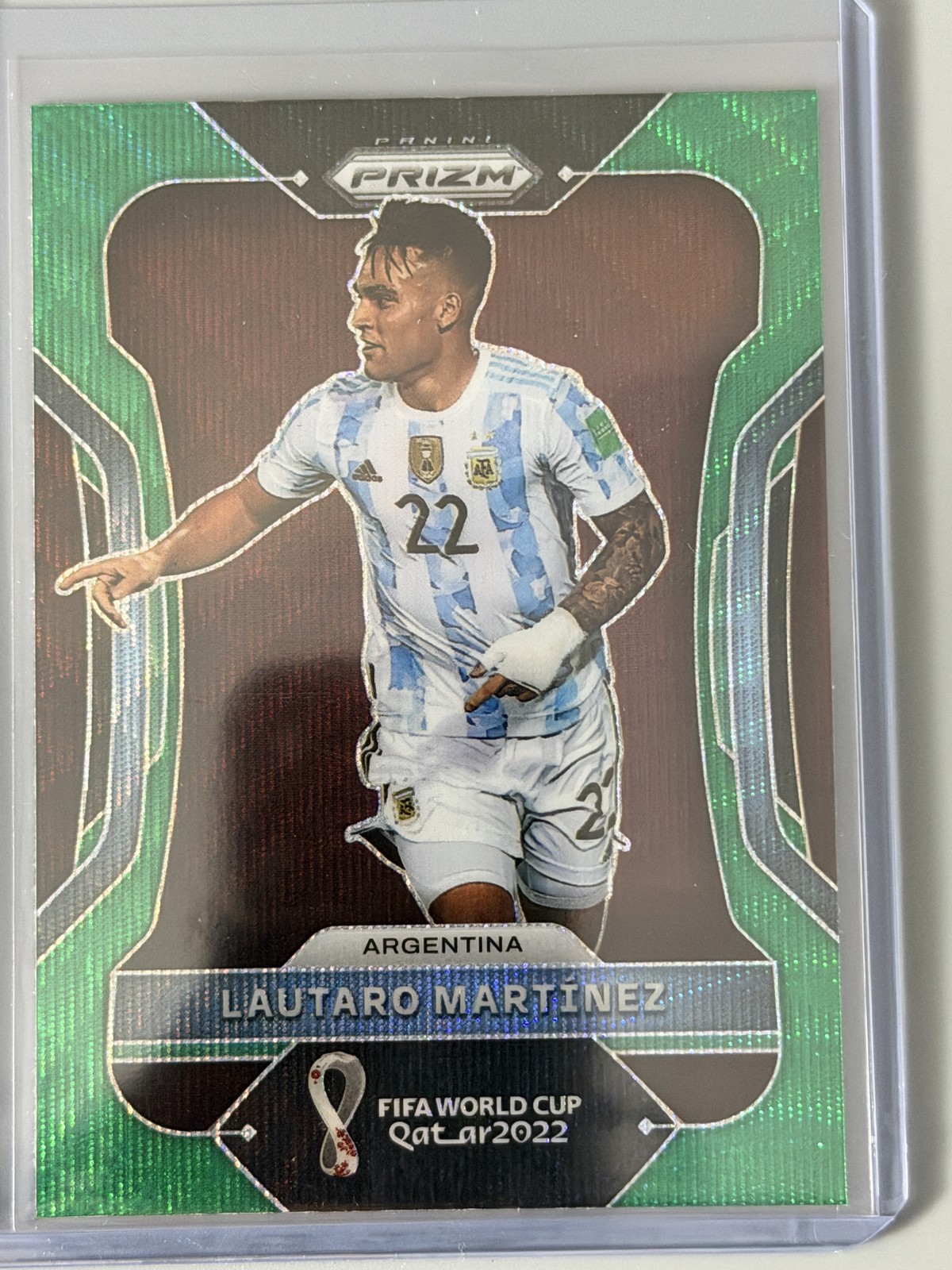 2022 Panini Prizm World Cup Qatar - Lautaro Martinez #5 Green Wave Prizm
