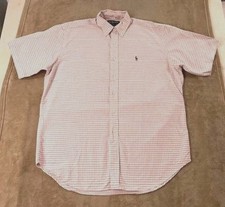 Vintage Polo Ralph Lauren Blake Shirt Men Pink Plaid Flesh Pony Short Sleeve EUC
