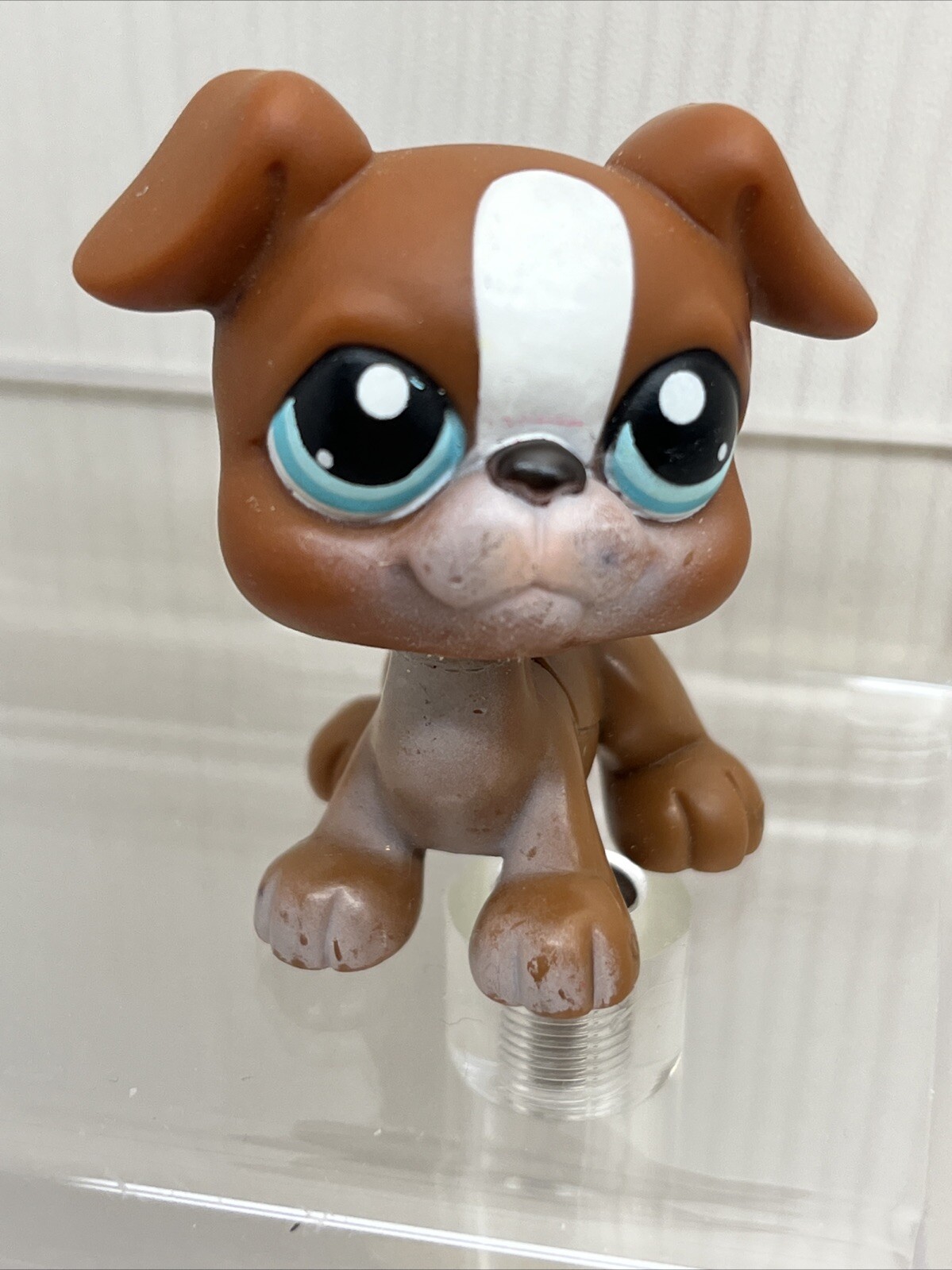 Littlest Pet Shop 2005 Hasbro Brown White Boxer Dog #83  