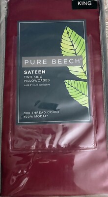 PURE BEECH 100% Modal Sateen 300 TC 2-Pc King Pillowcases Red
