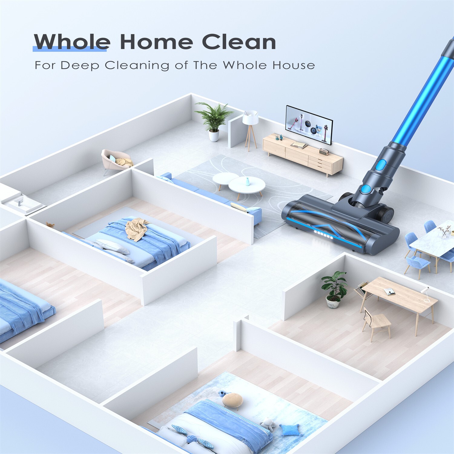 Lubluelu Cordless Vacuum Cleaner 23Kpa Powerful Handheld Bagless Stick