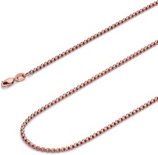 Real 14k Rose Gold 1.8mm Semi-Solid Half Round Box Chain 16 18 20 22 24 Inches