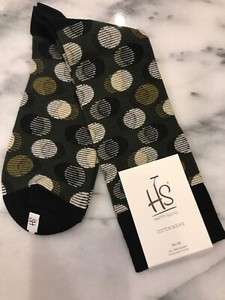 HS-by-Happy-Socks-Men-039-s-Combed-Cotton-Socks-10-13-NWT-Abstract-Dots-Olive-Black