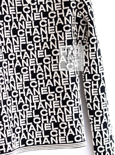 CHANEL 19N Black Ivory Logo Knit Tops Sweater 34 US2 - Picture 7 of 24