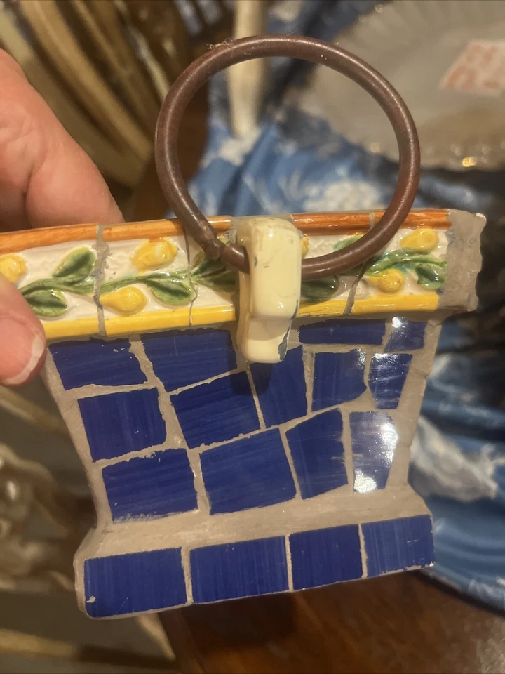 Concrete vessel planter pot w/ Metal Handles See Pics for succulents or plants - Image 3 of 4