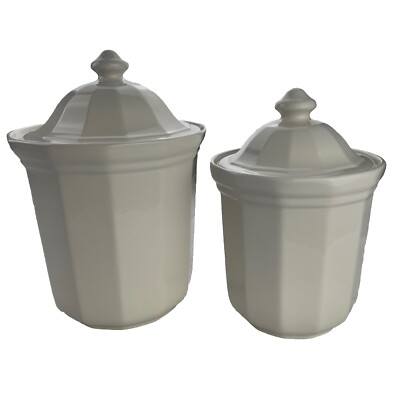 Pfaltzgraff 2 Piece White Canister Set Excellent Condition No Chips