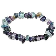 Hand Crafted Natural Fluorite Chip Beaded Stretch Bracelet For Most Wrist Sizes
