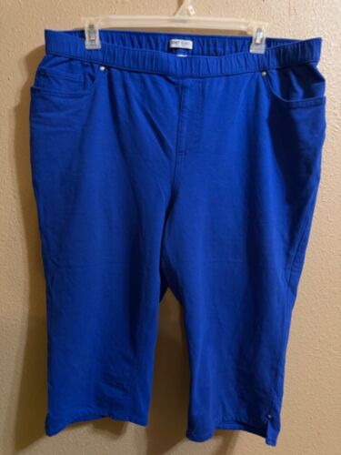 CATHERINES KNIT JEANS SZ 2X (22-24W) BLUE STRETCH TAPERED LEG PULL ON