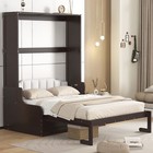 Wood Murphy Bed Modern Bed Queen Size Murphy Bed Wall Bed with Cushion Espresso