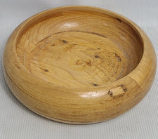 Vintage Handmade Hand-Turned Wooden Bowl 8.5" Round Wood Shape Carved