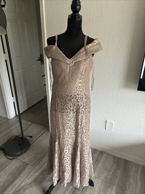 R & M Richards Sparkle Gown Champagne Gold Size 14 Formal Evening Dress. |  eBay
