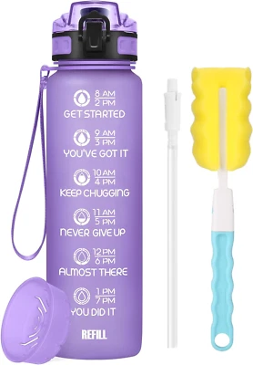 1L Trinkflasche Wasserflasche Gym Sport Travel mit Strohhalm BPA frei Tasse