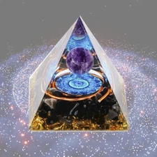 Orgone Pyramid Crystal Obsidian Amethyst Reiki Chakra Healing Energy Meditation
