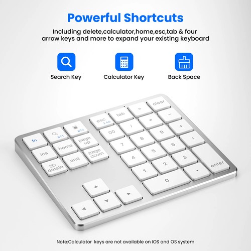 Bluetooth Number Pad Remote Connection Numpad Numeric Keypad for IOS Android - Picture 11 of 17