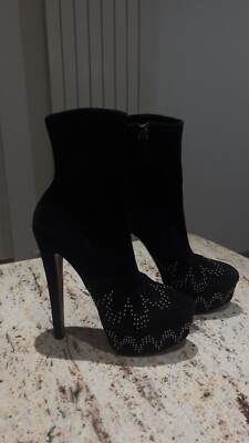 Alaïa Plateau Schwarz Samt Wildleder Stiefel 2800 
