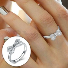 925 Sterling Silver Plated CZ Bow Infinity Engagement Ring Size 10 (20mm) U - V
