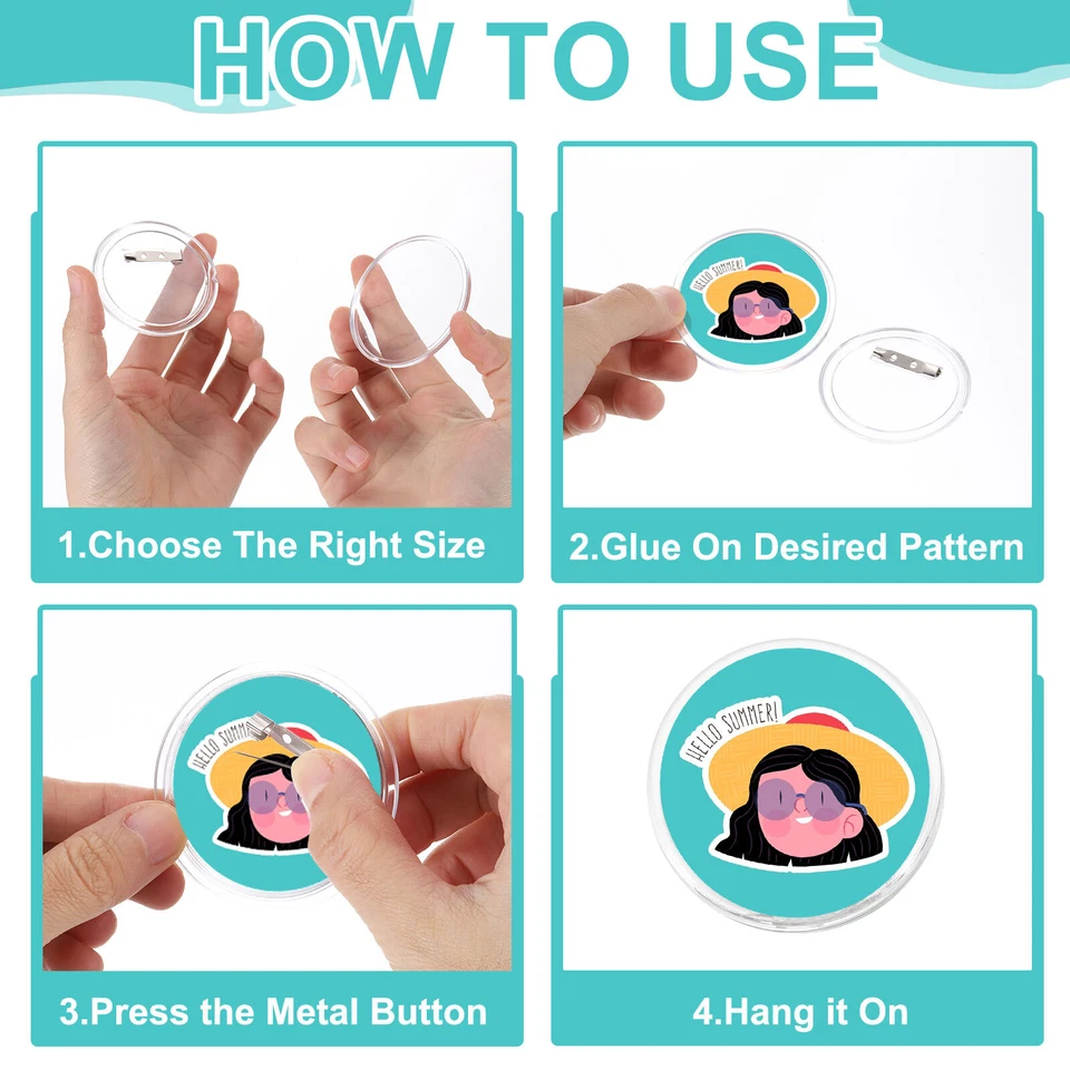 12Pcs Acrylic Sewing Buttons Pin Clear 1.97" Button Maker Badges Foto 4 de 4