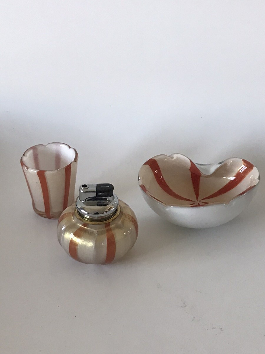 ALFREDO BARBINI ITALIAN MURANO GLASS SMOKING SET MODERN LIGHTER