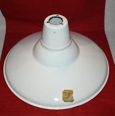 VINTAGE BENJAMIN WHITE PORCELAIN INDUSTRIAL LAMP SHADE 13 7/8'' NOS #2