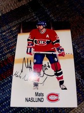 1988 MATS NASLUND ESSO AUTOGRAPH CARD MONTREAL CANADIENS NHL HOCKEY SWEDEN AHL
