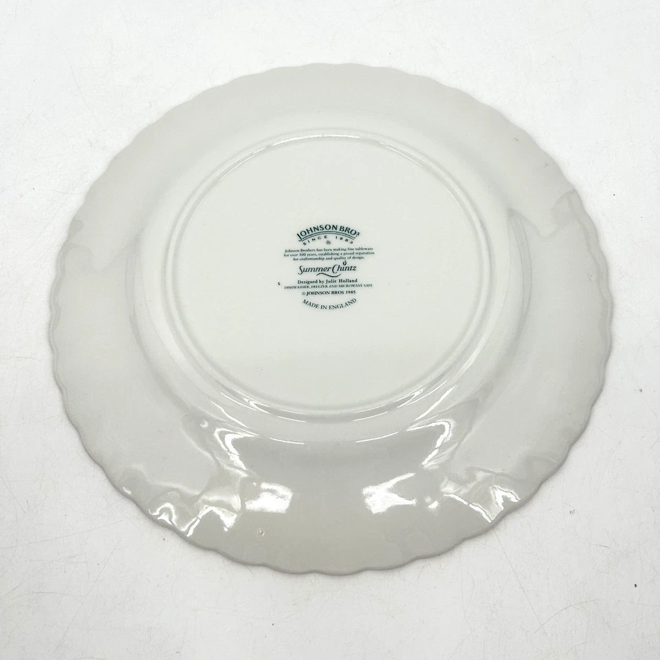 JOHNSON BROS. Plato de Cena Grande Inglaterra Floral Blanco China Vintage 9.75" Foto 2 de 3
