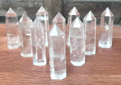 10pcs Bulk 2''+ Natural Clear Quartz Crystal Point Wands Tower Obelisk Polished