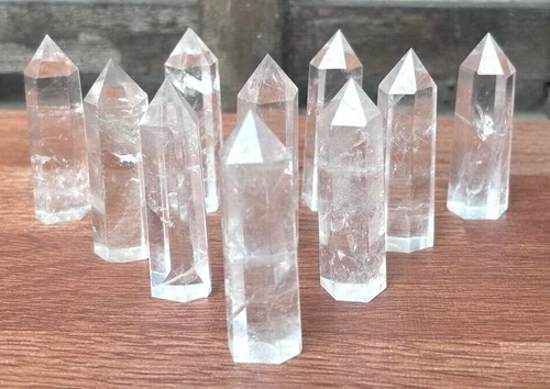 10pcs Bulk 2''+ Natural Clear Quartz Crystal Point Wands Tower Obelisk Polished